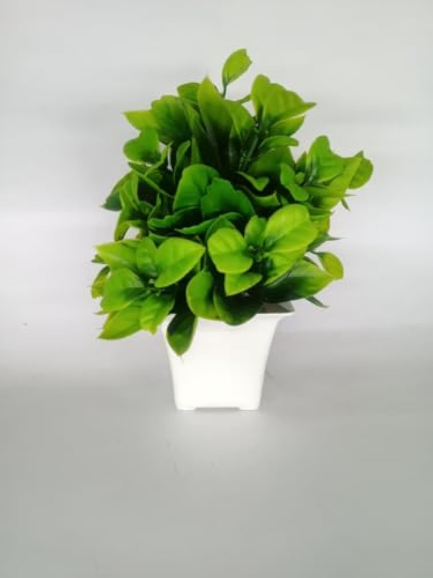 Modern Artificial Green Plant in White Ceramic Pot for Home Decor